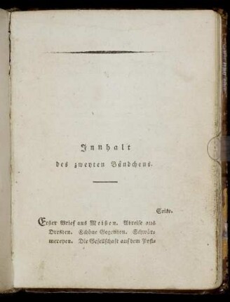 Innhalt des zweyten Baendchens