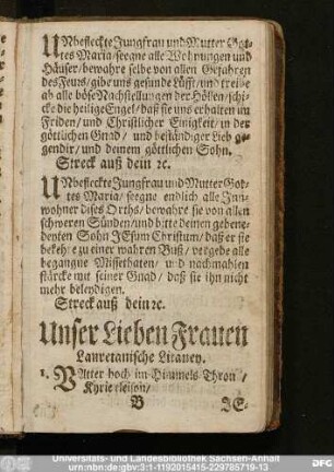 Unser Lieben Frauen Lauretanische Litaney.