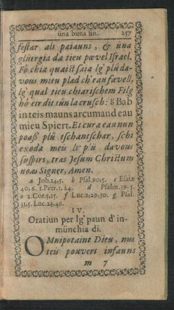 IV. Oratiun per lg' paun d' inmünchia di.