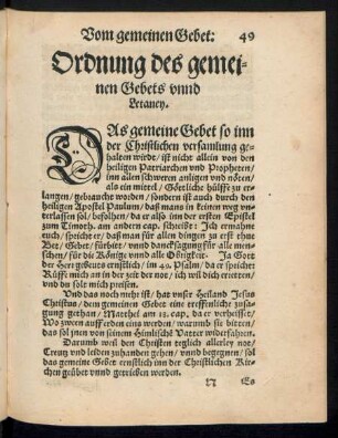 Ordnung des gemeinen Gebets unnd Letaney.
