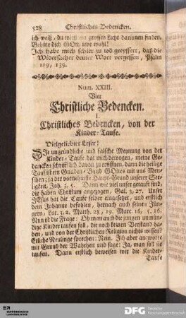 Num. XXIII. Vier Christliche Bedencken.
