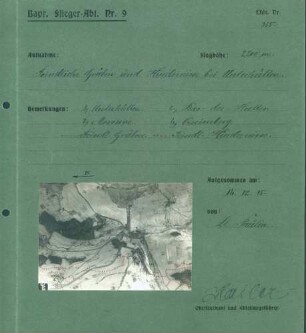 Foto von feindlichen Gräben und Hindernissen bei Unterhütten (Luftbild)