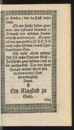 Ein Klaglied zu Gott.