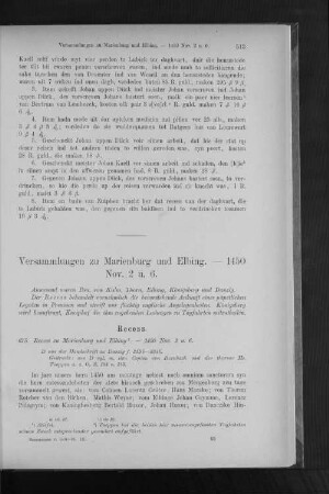 Versammlungen zu Marienburg und Elbing. - 1450 Nov. 2 u. 6.