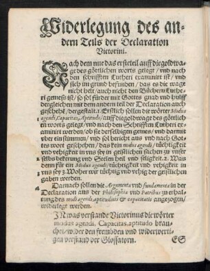 Widerlegung des andern Teils der Declaration Victorini.
