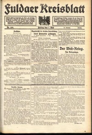 Erste Ausgabe vom Freitag, den 07. Mai 1915.