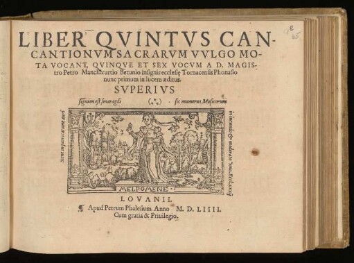 Pierre Manchicourt: Liber quintus cantionum sacrarum ... quinque et sex vocum. Superius