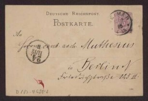 Schreiben an Hermann Muthesius (Postkarte)