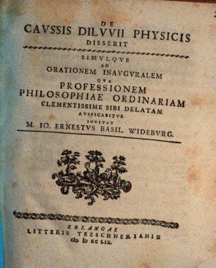 De Cavssis Dilvvii Physicis