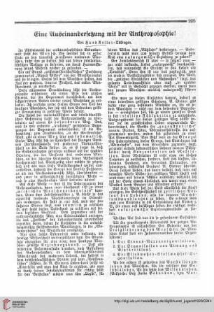 N.F. 8.1928 S. 205-208: Eine Auseinandersetzung mit der Anthroposophie!
