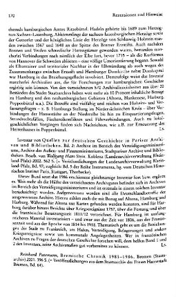 Patemann, Reinhard :: Bremische Chronik 1981 - 1986, (Veröffentlichungen aus dem Staatsarchiv der Freien Hansestadt Bremen, 64) : Bremen, Staatsarchiv, 2001