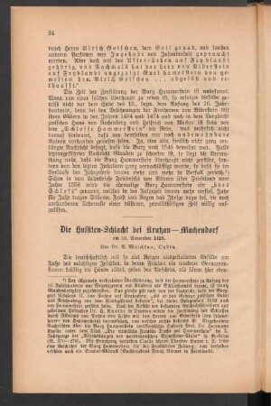 Die Hussiten-Schlacht bei Krakau-Machendorf