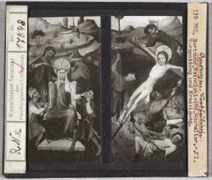 Dortmund, Reinoldikirche: Hochaltar, Westfälischer Meister, Verspottung Christi und Kreuzigung (Stoedtner-Nr. 119785)