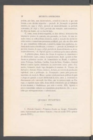 II - Quadro synoptico