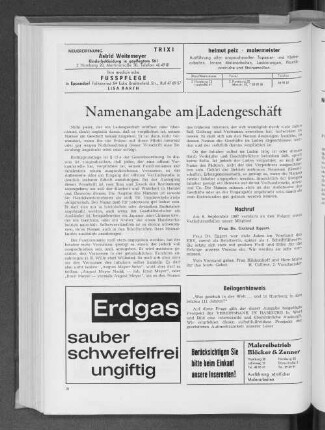 Namenangabe am Ladengeschäft