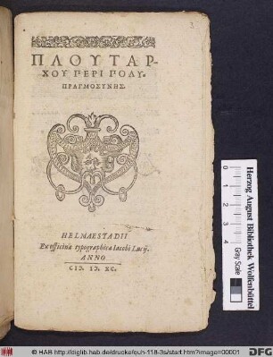 PLUTAR-||CHU PERI POLY=||PRAGMOSYNĒS.||