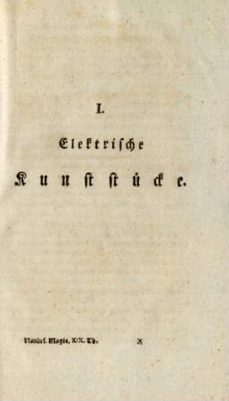 I. Elektrische Kunststücke