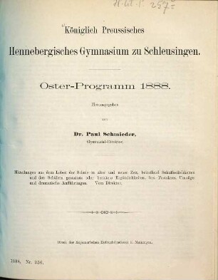 Oster-Programm. 1887/88
