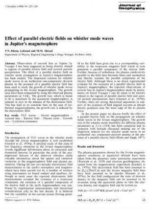 Effect of parallel electric fields on whistler mode waves in Jupiter's magnetosphere
