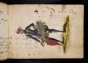 Farbzeichnung: Gestalt im Prunkharnisch