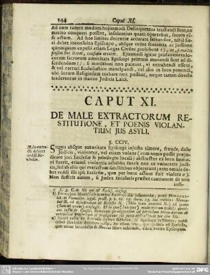 Caput XI. De Male Extractorum Restitutione, Et Poenis Violantium Ius Asyli