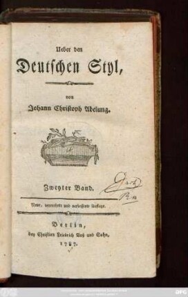 Bd. 2: Ueber den Deutschen Styl