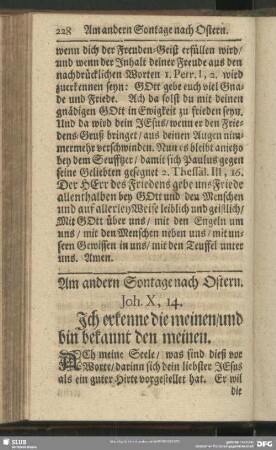 Am andern Sontage nach Ostern. Joh. X, 14