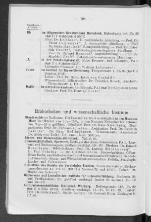 Bibliotheken und wissenschaftliche Institute