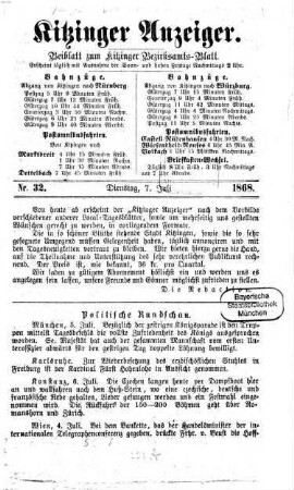 Kitzinger Anzeiger. 1868, 7/12
