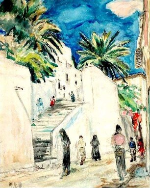 Treppenstraße in Ibiza (Spanien)