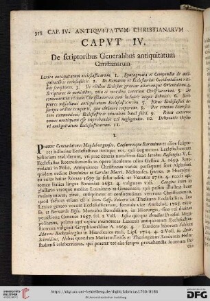 Caput IV. De scriptoribus generalibus antiquitatum christianarum