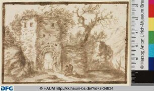 Landschaft mit einem Haus und Menschen