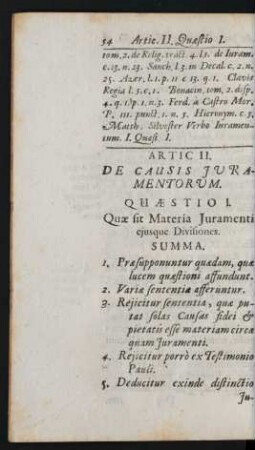 Artic II. De Causis Iuramentorum.