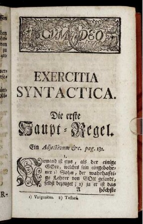 Exercitia Syntactica. Die erste Haupt-Regel.