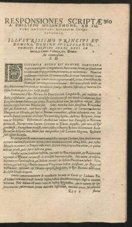 Responsiones Scriptae A Philippo Melanchtone, Ad Impios Articulos Bavaricae Inquisitionis.