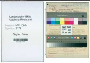 Entnazifizierung Franz Ziegler , geb. 21.04.1902 (Monteur)