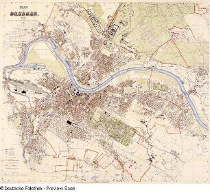 Plan von Dresden. 14. Auflage 1900 (ca. 1:10 000), hrsg. vom Vermessungsamt der Stadt Dresden