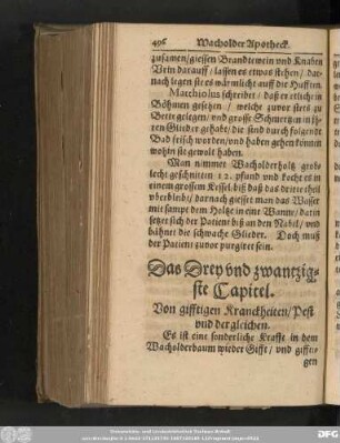 Das Drey und zwantzigste Capitel. Von gifftigen Kranckheiten/ Pest und dergleichen.