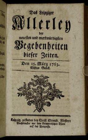 Den 15. März 1763. Eilftes Stück.