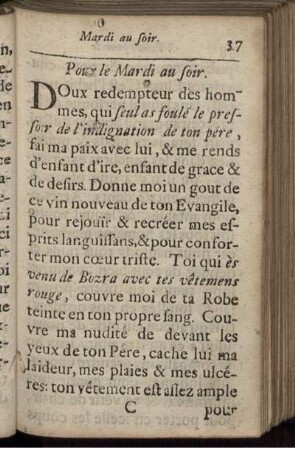 Pour le Mardi au soir - Pour le Jeudi au soir