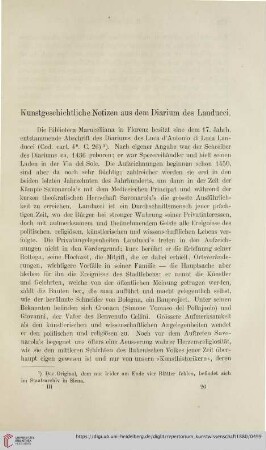 3: Kunstgeschichtliche Notizen aus dem Diarium des Landucci
