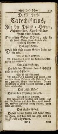 D. M. Luth. Catechismus, Für die Pfarr-Herrn, Schulmeister, Hauß-Väter Jugend und Kinder.