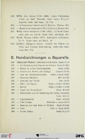 Handzeichnungen und Aquarelle (Nr. 290-517)