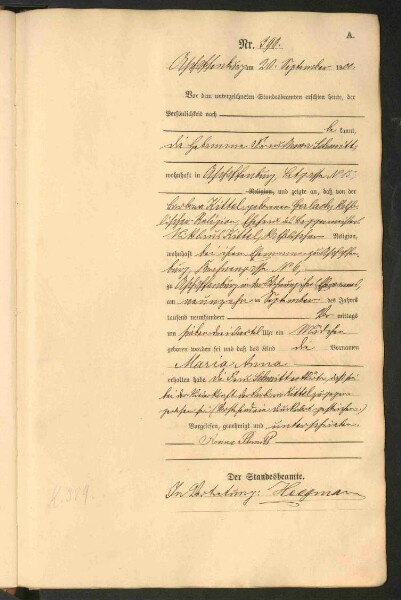 Standesamtsbuch der Stadt Aschaffenburg: Geburten 365/1900 - 184/1901