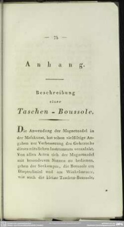 Anhang. Beschreibung einer Taschen-Boussole