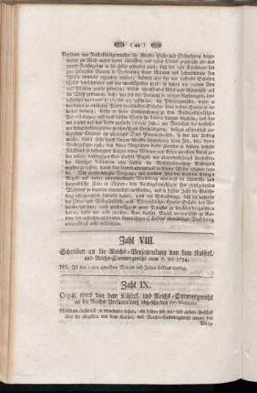 Zahl IX. Copia eines von dem Kaiserl. und Reichs-Cammergericht an die Reichs-Versammlung abgeschickten Pro Memoria.