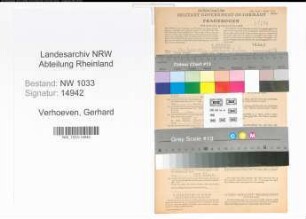 Entnazifizierung Gerhard Verhoeven , geb. 04.02.1922 (Landarbeiter)