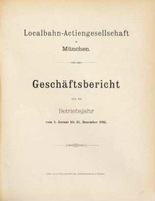 Geschäftsbericht : über das Betriebsjahr .... 1895