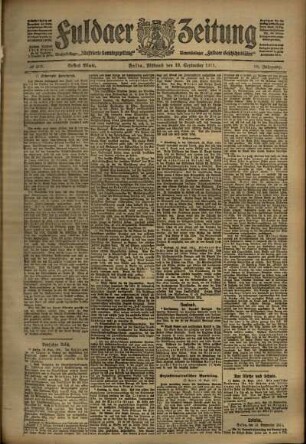 Erste Ausgabe vom Mittwoch, den 13. September 1911.