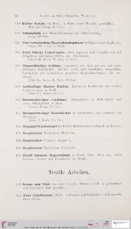 Textile Arbeiten (Nr. 423-468)